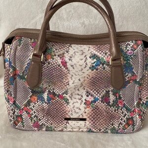 Brahmin Micaela Multi Piaffe Floral Snake Print Satchel, EUC